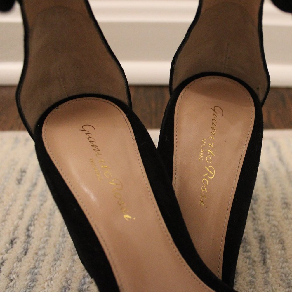 Gianvito Rossi, black suede ankle strap heels, US size 7.5 - Picture 4 of 8